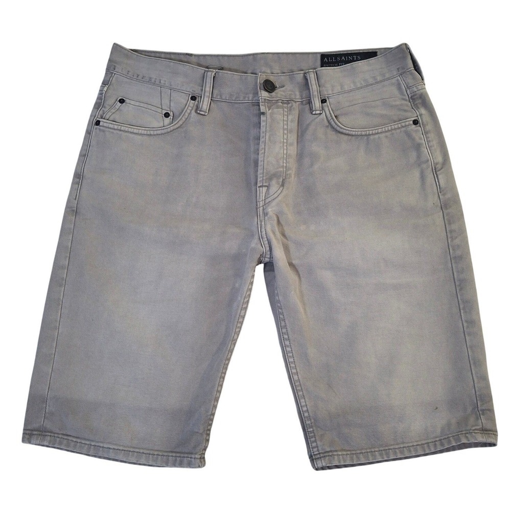 AllSaints Switch Shorts Men's 31x10 Grey Cotton Denim Five Pocket